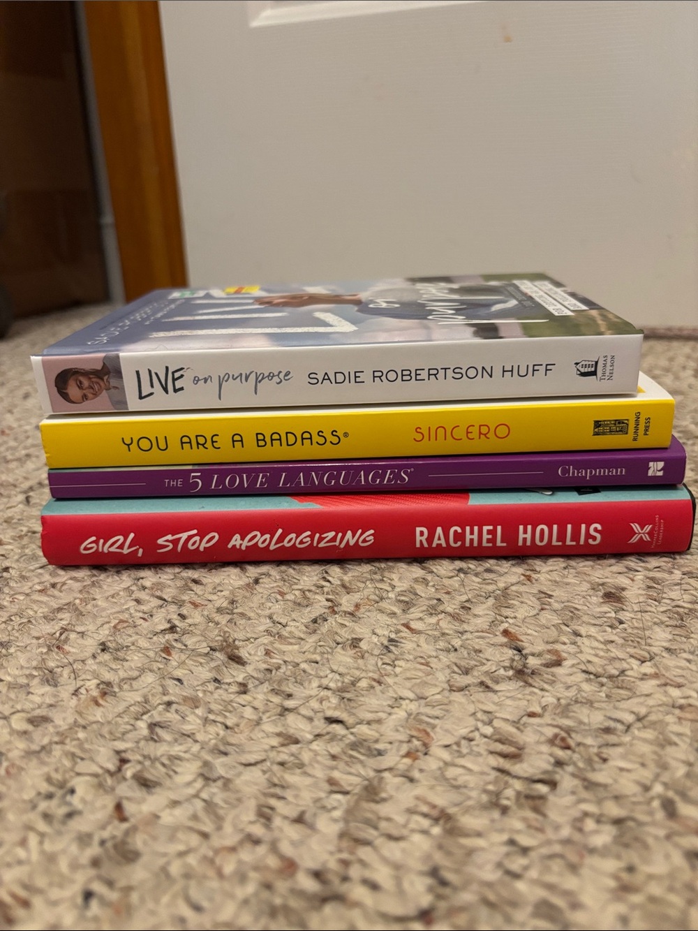 Bundle 4 Books! live on purpose, 5 love languages, girl stop apologizing, etc